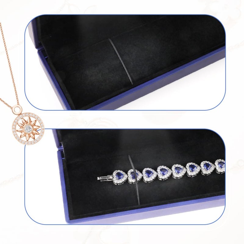 iSuperb LED Light Long Necklace Box Chain Bracelet Box Jewelry Display Case 9x 2.2x1.4 inches Storage Deep Blue Jewelry Gift Box - Image 2